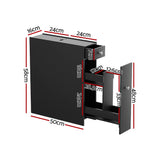 Artiss Bathroom Storage Cabinet Toilet Slim Tissue Box Caddy Holder Side Wooden Black - Front View