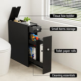 Artiss Bathroom Storage Cabinet Toilet Slim Tissue Box Caddy Holder Side Wooden Black - Top-Down View