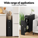 Artiss Bathroom Storage Cabinet Toilet Slim Tissue Box Caddy Holder Side Wooden Black - Rear View