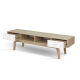 Artiss TV Cabinet Entertainment Unit 180cm Oak White Gary - Side View