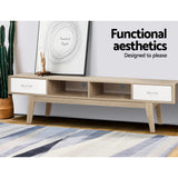 Artiss TV Cabinet Entertainment Unit 180cm Oak White Gary - Rear View