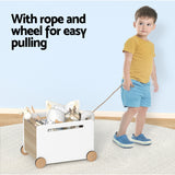 Keezi Kids Toy Box Container Children Chest Storage Clothes Organiser Wheels - Rear View