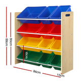 Keezi Kids Toy Box 12 Bins Bookshelf Organiser Children Storage Rack - Side View
