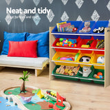 Keezi Kids Toy Box 12 Bins Bookshelf Organiser Children Storage Rack - Top-Down View