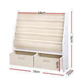 Keezi 4 Tiers Kids Bookshelf Magazine Rack Children Bookcase Organiser Drawer - Top-Down View