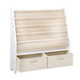 Keezi 4 Tiers Kids Bookshelf Magazine Rack Children Bookcase Organiser Drawer - 45-Degree Angle