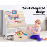 Keezi 4 Tiers Kids Bookshelf Magazine Rack Children Bookcase Organiser Drawer - Close-Up Angle