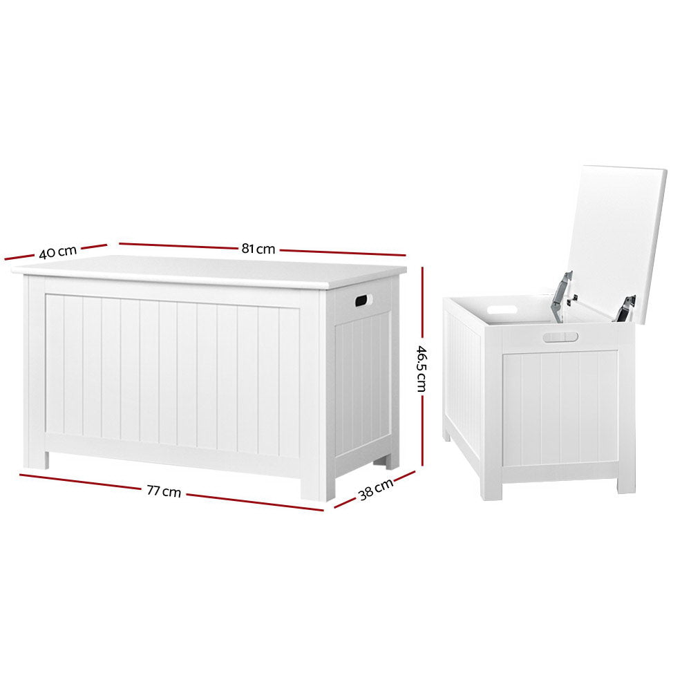 Keezi Eco-Friendly White Wooden Toy Storage Chest for Kids' Rooms