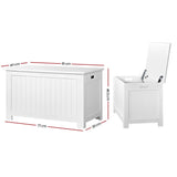 Keezi Eco-Friendly White Wooden Toy Storage Chest for Kids' Rooms - Front View