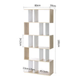 Artiss Bookshelf 5 Tiers - RITA White and Oak - Top-Down View