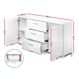 Artiss Buffet Sideboard High Gloss - White - Side View
