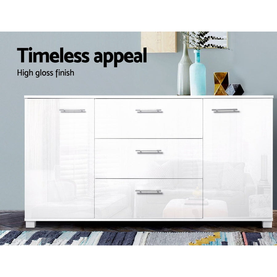 Artiss Buffet Sideboard High Gloss - White, image 4