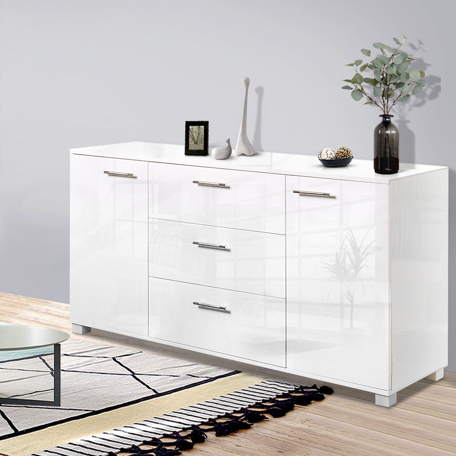 Artiss Buffet Sideboard High Gloss - White, image 8
