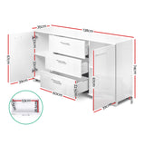 Artiss Buffet Sideboard High Gloss - White - Top-Down View