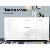 Artiss Buffet Sideboard High Gloss - White - 45-Degree Angle