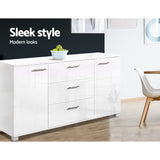 Artiss Buffet Sideboard High Gloss - White - Rear View