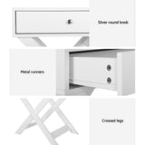 Artiss Bedside Table Drawers Side Table Storage Cabinet Nightstand White QARA - Rear View