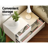 Artiss Bedside Tables LED 2 Drawers - REMI White - Top-Down View