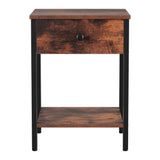 Artiss Bedside Table Nightstand 1 Drawer Shelves Walnut - Side View