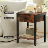 Artiss Bedside Table Nightstand 1 Drawer Shelves Walnut - 45-Degree Angle
