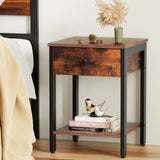 Artiss Bedside Table Nightstand 1 Drawer Shelves Walnut - Close-Up Angle