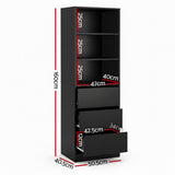 Artiss 3 Chest of Drawers Tallboy Cabinet Black - Side View