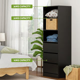 Artiss 3 Chest of Drawers Tallboy Cabinet Black - Rear View