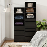 Artiss 3 Chest of Drawers Tallboy Cabinet Black - Close-Up Angle