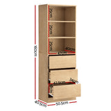 Artiss 3 Chest of Drawers Tallboy Cabinet Pine - Side View