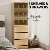 Artiss 3 Chest of Drawers Tallboy Cabinet Pine - 45-Degree Angle