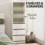 Artiss 3 Chest of Drawers Tallboy Cabinet White - Side View