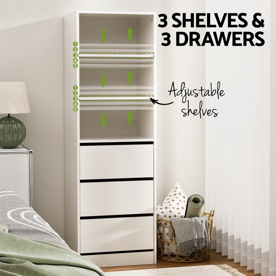 Artiss 3 Chest of Drawers Tallboy Cabinet White, image 4