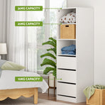 Artiss 3 Chest of Drawers Tallboy Cabinet White, image 5