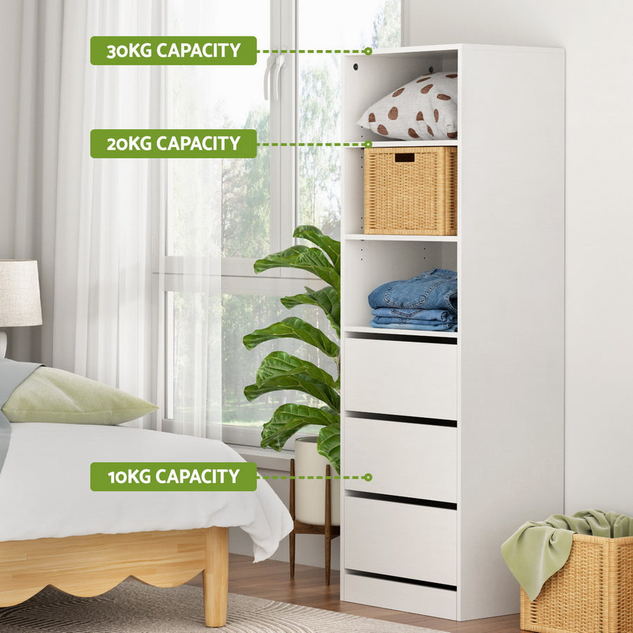 Artiss 3 Chest of Drawers Tallboy Cabinet White, image 5