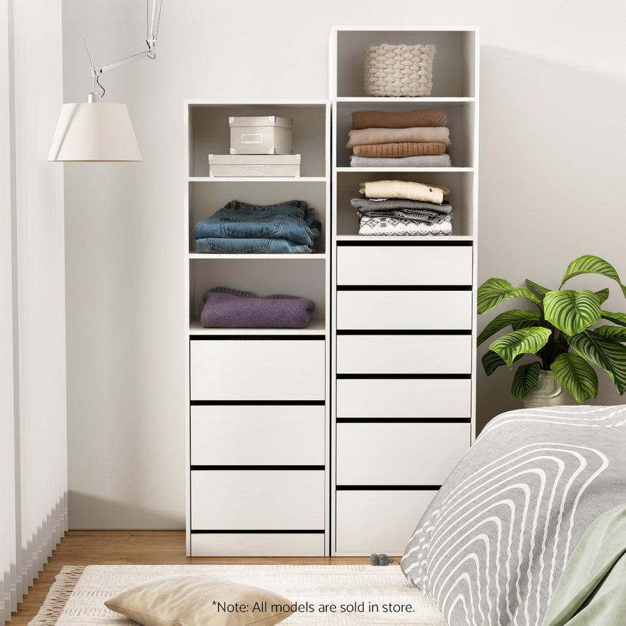 Artiss 3 Chest of Drawers Tallboy Cabinet White, image 6