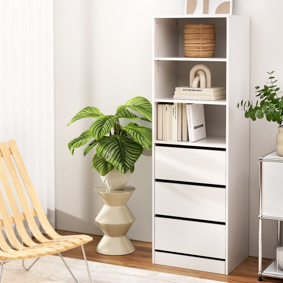 Artiss 3 Chest of Drawers Tallboy Cabinet White, image 7