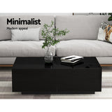 Artiss Coffee Table 4 Drawers Black Trevi - Side View