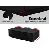 Artiss Coffee Table 4 Drawers Black Trevi - Rear View
