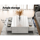 Artiss Coffee Table 4 Drawers White Trevi - Top-Down View