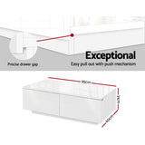 Artiss Coffee Table 4 Drawers White Trevi - Rear View