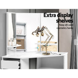 Artiss Dressing Table Stool Set Corner 5 Drawers White - Close-Up Angle