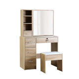 Artiss Dressing Table Stool Set Sliding Mirror Oak Diane - Side View