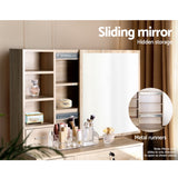 Artiss Dressing Table Stool Set Sliding Mirror Oak Diane - Rear View