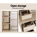Artiss Dressing Table Stool Set Sliding Mirror Oak Diane - Close-Up Angle