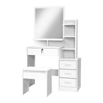 Artiss Dressing Table Stool Set 4 Drawers White, image 3
