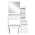 Artiss Dressing Table Stool Set 4 Drawers White, image 5