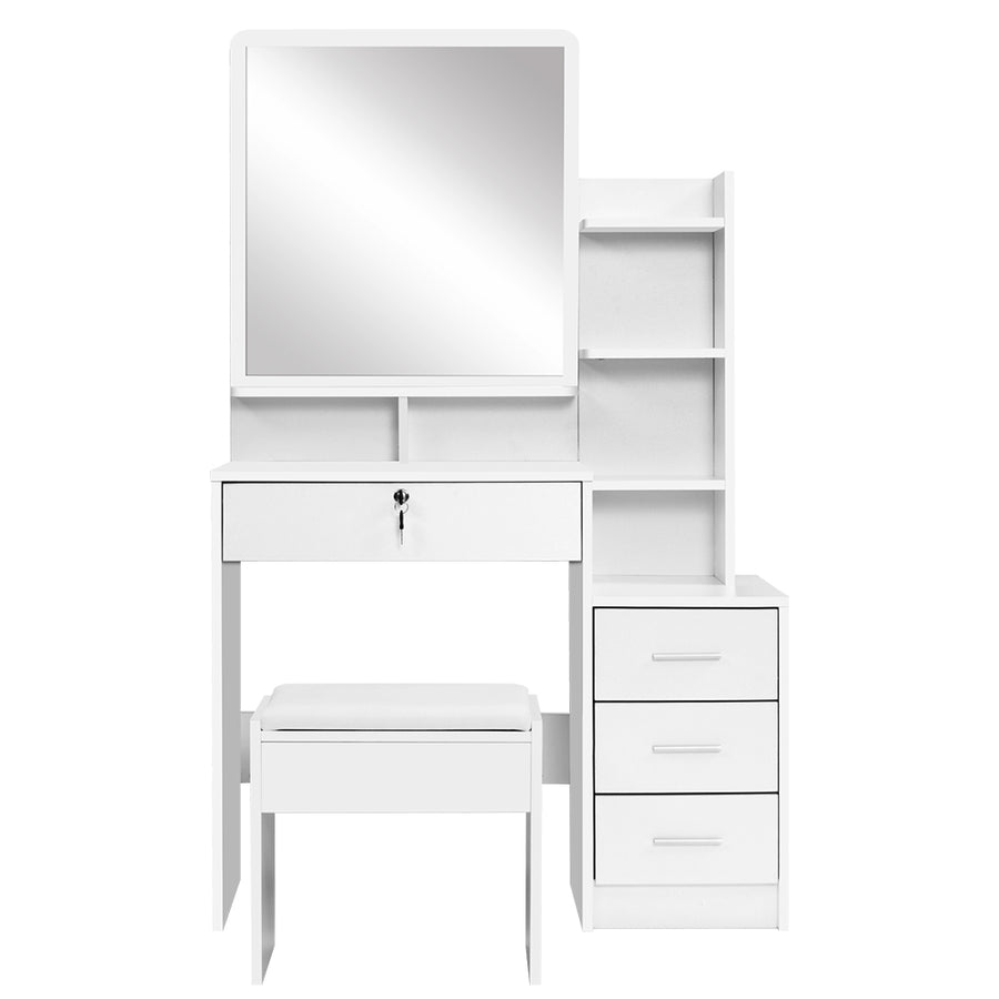 Artiss Dressing Table Stool Set 4 Drawers White, image 5