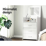 Artiss 2-in-1 Dressing Table Stool Set Bedside Table White - 45-Degree Angle