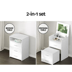 Artiss 2-in-1 Dressing Table Stool Set Bedside Table White, image 6