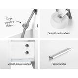 Artiss 2-in-1 Dressing Table Stool Set Bedside Table White - Low Angle
